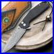 Custom Handmade Damascus Steel Folding Knife With G10 Handle & Leather Sheath