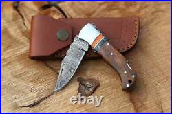 Custom Handmade Damascus Steel Pocket Knife Folding Blade / Hunting / Camping