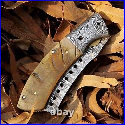 Custom Handmade Folding Knife (Ram Horn Handle)