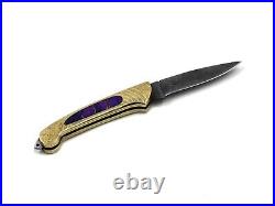Custom Handmade Folding Knife (Turquoise Stone, Bronze & Epoxy Resin Handle)
