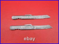 Custom Handmade Full Damascus Japanese Hogonokani Friction Folder Knife 2Pcs A16