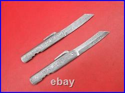 Custom Handmade Full Damascus Japanese Hogonokani Friction Folder Knife 2Pcs A16