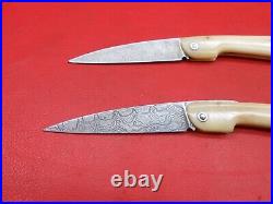 Custom Handmade Pattern Damascus Friction Folder Knife Bone Grip 5Pcs F241