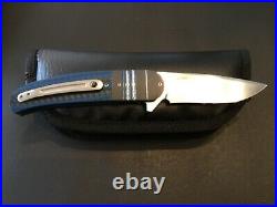 Custom Herucus Blomerus Sculpture Ti/BlueBlack CF Flipper Folder Folding Knife