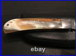 Custom John H. Lloyd Horn Barehead Trapper Slipjoint Folder Folding Knife