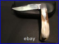 Custom John H. Lloyd Horn Barehead Trapper Slipjoint Folder Folding Knife