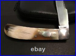 Custom John H. Lloyd Horn Barehead Trapper Slipjoint Folder Folding Knife