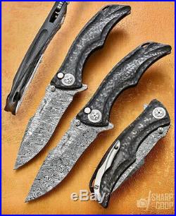 Custom Knife Brian Tighe Damasteel & Carbon Fiber Exclusive Rare Gold Class