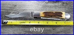 Custom Knife Maker Gentry Stag Handle Handmade Folding Pocket Knife USA