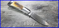 Custom Knife Maker R. J. Hewitt Stag Handle Handmade Lockback Pocket Knife USA