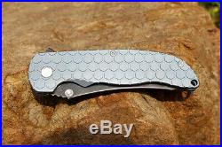 Custom Made Norseman Knives M390 Blade Blue Anodized Honeycomb Pattern Knife NIB