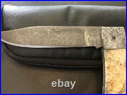 Custom Micheal Tamboli Damascus/Buckeye Burl Slipjoint Folder Folding Knife