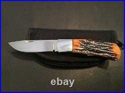 Custom Ray Cover Brown Jigged Bone Slipjoint Folder Folding Knife