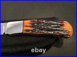 Custom Ray Cover Brown Jigged Bone Slipjoint Folder Folding Knife