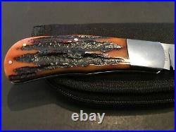 Custom Ray Cover Brown Jigged Bone Slipjoint Folder Folding Knife