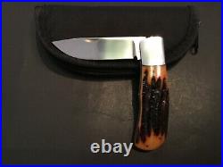 Custom Ray Cover Brown Jigged Bone Slipjoint Folder Folding Knife