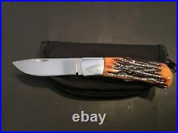 Custom Ray Cover Brown Jigged Bone Slipjoint Folder Folding Knife