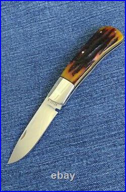 Custom Ray Cover Sr. Custom Amber Bone Stag Slipjoint Folder Knife New Pocket