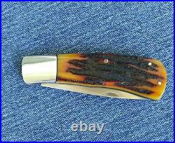 Custom Ray Cover Sr. Custom Amber Bone Stag Slipjoint Folder Knife New Pocket