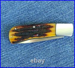 Custom Ray Cover Sr. Custom Amber Bone Stag Slipjoint Folder Knife New Pocket