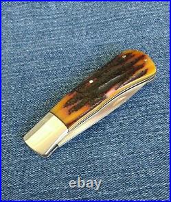 Custom Ray Cover Sr. Custom Amber Bone Stag Slipjoint Folder Knife New Pocket