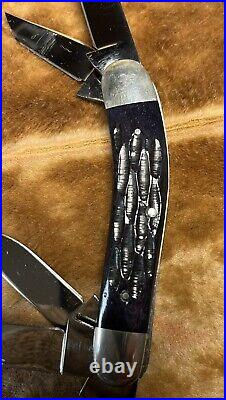 Custom Robert Bob Enders 5-blade Remington Slipjoint Blue Bone Folding Knife