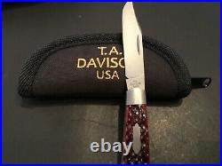 Custom T. A. Davison Jigged Bone Trapper Slipjoint Folder Folding Knife