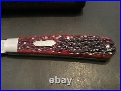 Custom T. A. Davison Jigged Bone Trapper Slipjoint Folder Folding Knife