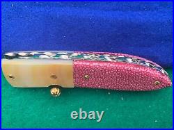 Custom Taweesak Knife Pink Stingray, Gold Lip Pearl, None Better Museum Quality