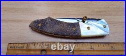 Custom Taweesak Knife with Yellow Pearl and Stingray Leather Handle