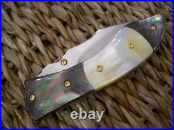 Custom Thailand Knife / Gold Mother Of Pearl / Black Pearl / New 2016