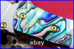 Custom Ts Handmade Folding Knife 440c White Mother Lip Pearl Abalone Topaz Stud