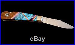 DAVID YELLOWHORSE Custom Knife -Howling Wolf/Collection -TURQUOISE -DY1004-W USA
