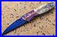 DC Custom Folding Knife Color Damascus Blade Titanium Bolster Black Pearl Carved