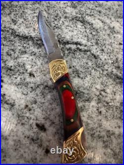 Damascus Handmade Knife Pakka Wood Handle? MADE IN USA? Shokunin