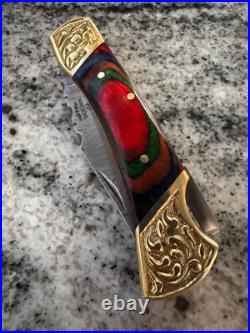 Damascus Handmade Knife Pakka Wood Handle? MADE IN USA? Shokunin