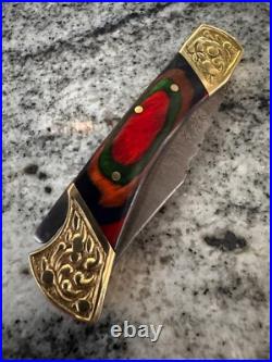 Damascus Handmade Knife Pakka Wood Handle? MADE IN USA? Shokunin