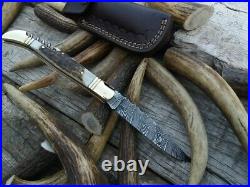 Damascus Laguiole pocket knife EDC Stag antler handle