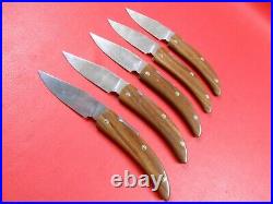 Damascus Steel Friction Folder Pocket Knife Rose Wood Handle 5 Pcs K 416