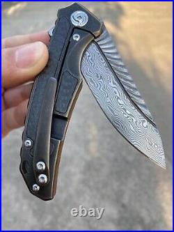 Damascus Steel Tactical Knife Folding Knife Rescue Titanium Alloy Carbon Fiber