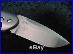 David Mosier Custom Large Creep Flipper Knife-Hand Satin Blade-Orange Peel Ti