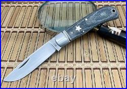David Taber (DRT Knives) Custom Denim Micarta TEXAS Slipjoint CPM-154 Knife