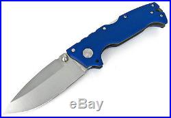 Demko Knives AD-10+P Lockback Folder Drop Point Knife Contoured Blue G-10 Scales