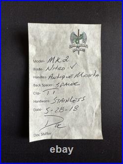 Doc Shiffer Knife MK2 Flipper Nitro-V Antique Micarta