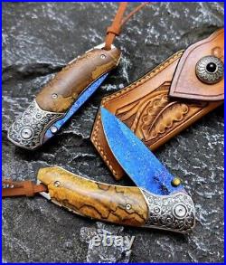 Dragonskin Damascus Folding Knife Survival Ball Bearings Collectible Rescue EDC