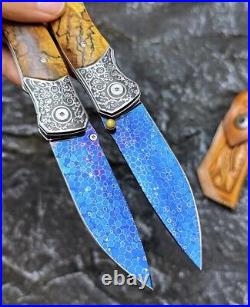 Dragonskin Damascus Folding Knife Survival Ball Bearings Collectible Rescue EDC