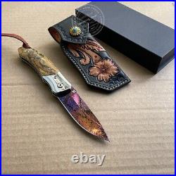 Dragonskin Damascus Folding Knife Survival Ball Bearings Collectible Rescue EDC