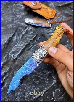 Dragonskin Damascus Folding Knife Survival Ball Bearings Collectible Rescue EDC