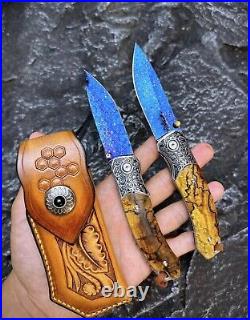 Dragonskin Damascus Folding Knife Survival Ball Bearings Collectible Rescue EDC