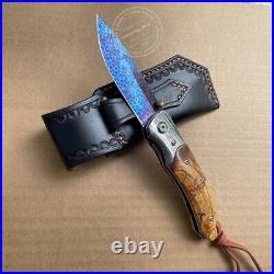 Dragonskin Damascus Folding Knife Survival Ball Bearings Collectible Rescue EDC